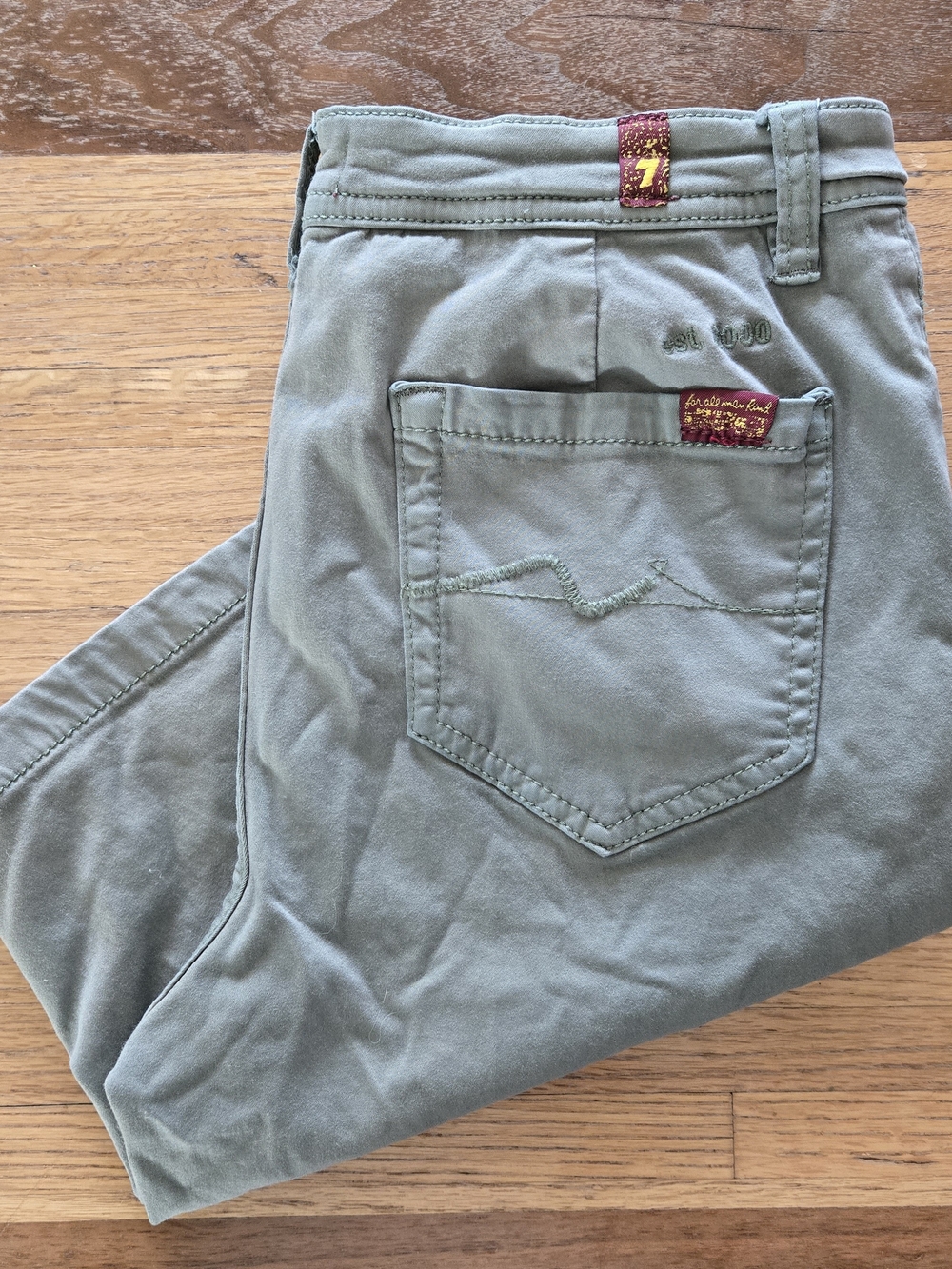 7 For All Mankind Army Olive Stretch Jeans